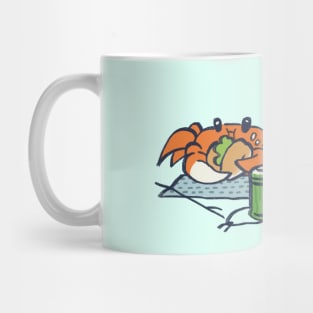 traveling frog eating picnic lunch with crab / tabi kaeru Mug